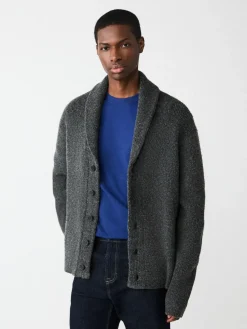 Best Next Charcoal Grey Relaxed Fit Textured Knit Shawl Cardigan with Wool