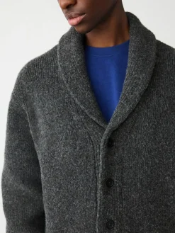 Best Next Charcoal Grey Relaxed Fit Textured Knit Shawl Cardigan with Wool