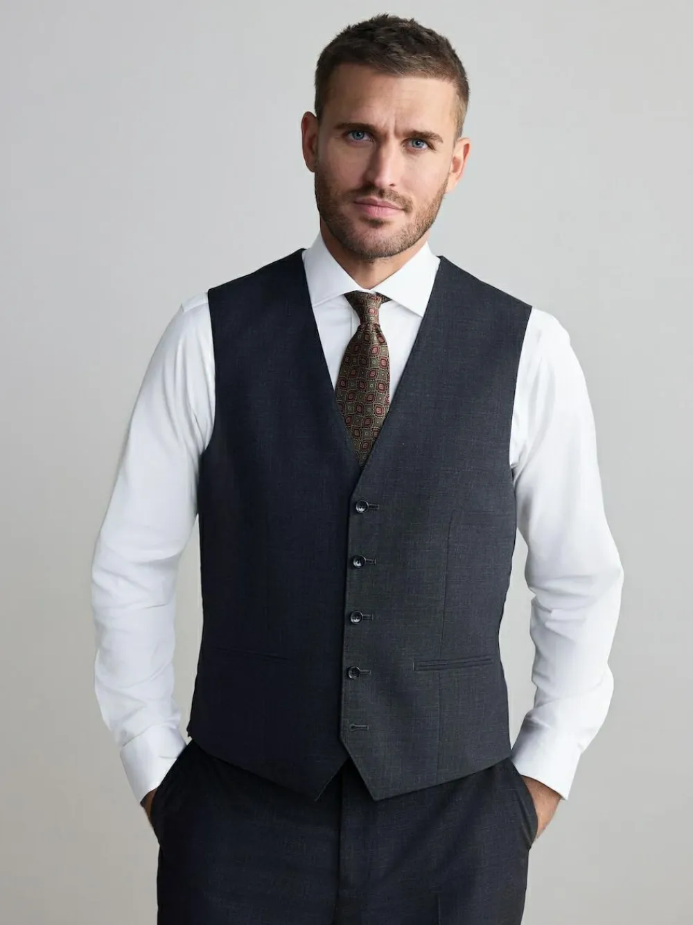 Discount Next Charcoal Grey Signature Nova Fides Wool Waistcoat