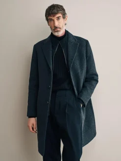 Sale Next Signature Soft Touch Wool Rich Padded Italian Fabric Funnel Neck Coat Charcoal Grey