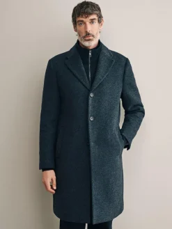 Sale Next Signature Soft Touch Wool Rich Padded Italian Fabric Funnel Neck Coat Charcoal Grey