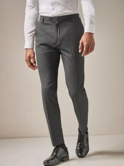 Online Next Skinny Fit Stretch Smart Trousers Charcoal Grey