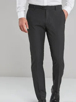 Online Next Skinny Fit Stretch Smart Trousers Charcoal Grey