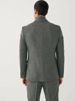 Next Charcoal Grey Slim Fit Puppytooth Wool Blend Suit Jacket^ Grey Suits|Blue Suits