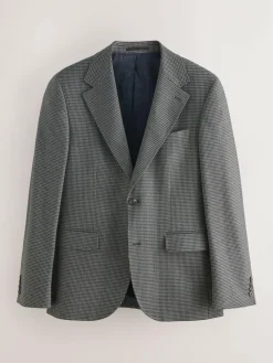 Next Charcoal Grey Slim Fit Puppytooth Wool Blend Suit Jacket^ Grey Suits|Blue Suits