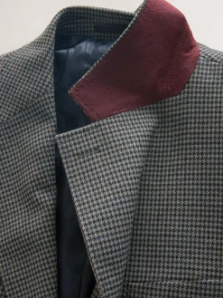 Next Charcoal Grey Slim Fit Puppytooth Wool Blend Suit Jacket^ Grey Suits|Blue Suits