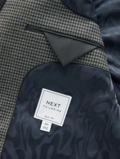 Next Charcoal Grey Slim Fit Puppytooth Wool Blend Suit Jacket^ Grey Suits|Blue Suits