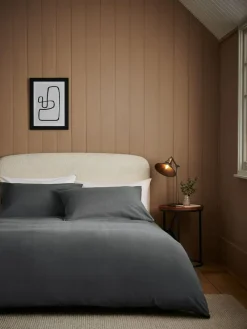 Next Charcoal Grey Supersoft 100% Brushed Cotton Duvet Cover Plain and Pillowcase Set^ Bedsets & Duvet Covers