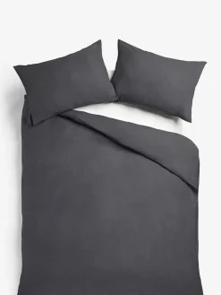 Next Charcoal Grey Supersoft 100% Brushed Cotton Duvet Cover Plain and Pillowcase Set^ Bedsets & Duvet Covers