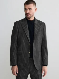 Discount Next Charcoal Grey Tailored Fit Tailored Fit Signature Empire Mills 100% British Wool Stripe Suit Jacket