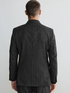 Discount Next Charcoal Grey Tailored Fit Tailored Fit Signature Empire Mills 100% British Wool Stripe Suit Jacket