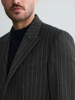 Discount Next Charcoal Grey Tailored Fit Tailored Fit Signature Empire Mills 100% British Wool Stripe Suit Jacket