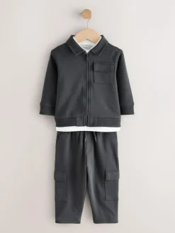 Outlet Next Charcoal Grey T-Shirt And Joggers 3 Piece Set (3mths-7yrs)