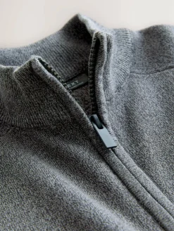 Next Charcoal Grey Twist Zip Through Knitted Cardigan (3-16yrs)^BOY Knitwear & Sweaters|Knitwear