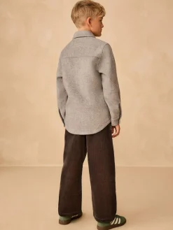 Next Wide Fit Corduroy Pull On Trousers (3-16yrs) Charcoal Grey