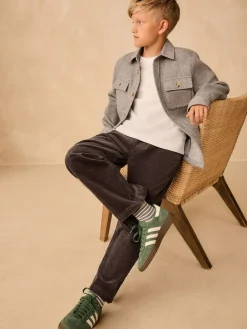 Next Wide Fit Corduroy Pull On Trousers (3-16yrs) Charcoal Grey