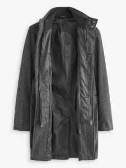 Next Wool Blend Mock Gilet Herringbone Padded Coat^ Coats & Jackets|Coats & Jackets