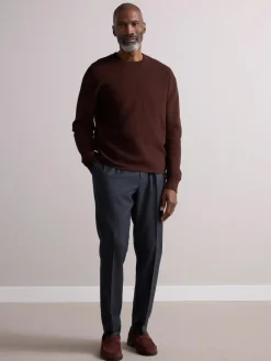 Hot Next Wool Rich Smart Textured Trousers With Side Adjusters Charcoal Grey