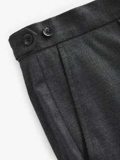 Hot Next Wool Rich Smart Textured Trousers With Side Adjusters Charcoal Grey