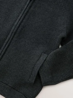 Next Charcoal Grey Zip Through Cardigan (3mths-7yrs)^BOY Knitwear|Knitwear