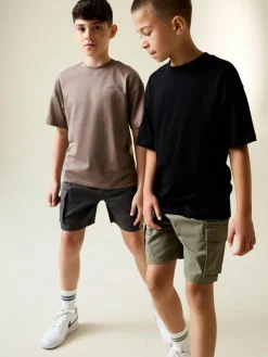 Discount Next Cargo Shorts 2 Pack (3-16yrs) Charcoal Grey/Khaki