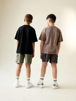 Discount Next Cargo Shorts 2 Pack (3-16yrs) Charcoal Grey/Khaki