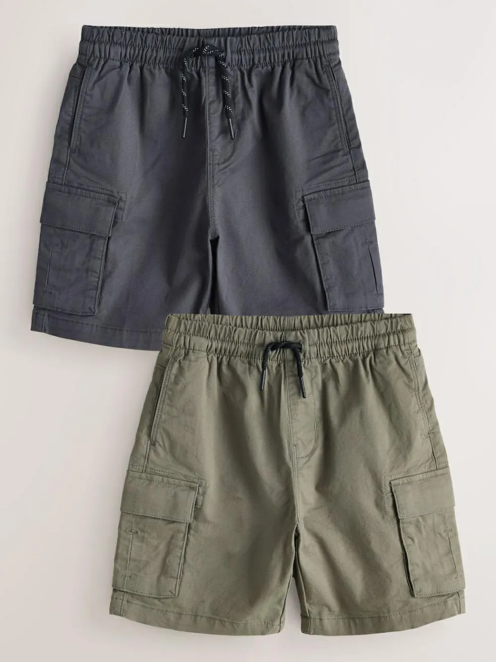 Discount Next Cargo Shorts 2 Pack (3-16yrs) Charcoal Grey/Khaki