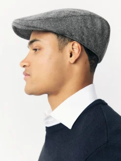 Next Herringbone Flat Cap Charcoal