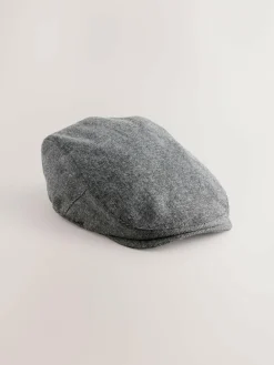 Next Herringbone Flat Cap Charcoal