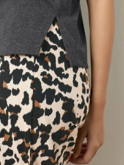 Next Charcoal Leopard Short Sleeve Pyjamas^Women Pyjamas|All Night & Lounge