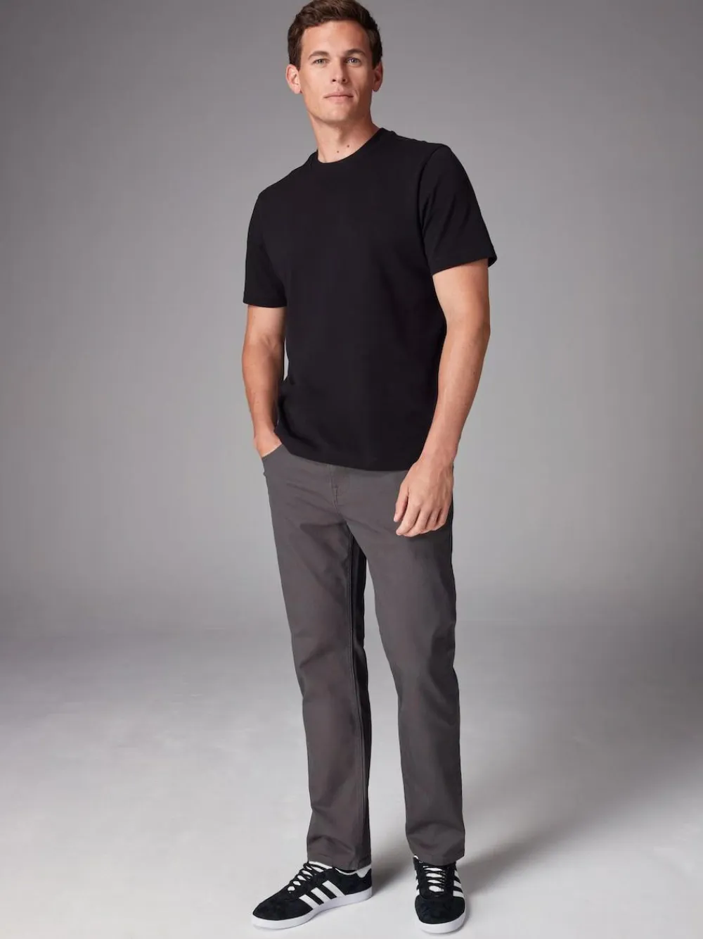 Hot Next Charcoal Single Straight Fit Classic Stretch Jeans