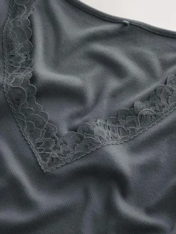 Online Next Thermal Base Layer Lace Trim Bodysuit Charcoal