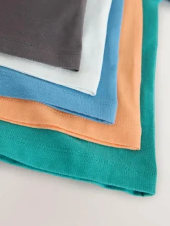 Next Charcoal/White/Blue/Orange/Green Short Sleeve T-Shirts 5 Pack (3mths-7yrs)^BOY Tops|T-Shirts