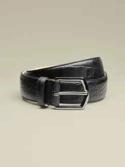 Charles Tyrwhitt Black Made in England Embossed Leather Belt^ Belts & Braces