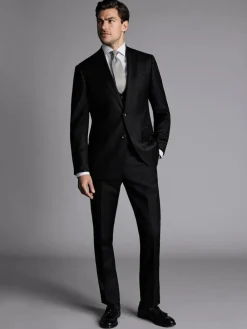Charles Tyrwhitt Black Slim Fit Twill Stretch Suit: Jacket