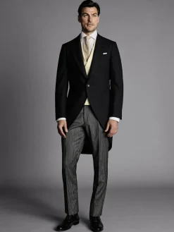 Charles Tyrwhitt Black Slim Fit Herringbone Morning Suit: Tailcoat^ Black Suits