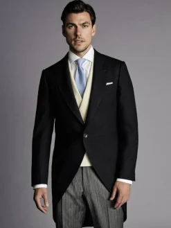 Charles Tyrwhitt Black Slim Fit Herringbone Morning Suit: Tailcoat^ Black Suits
