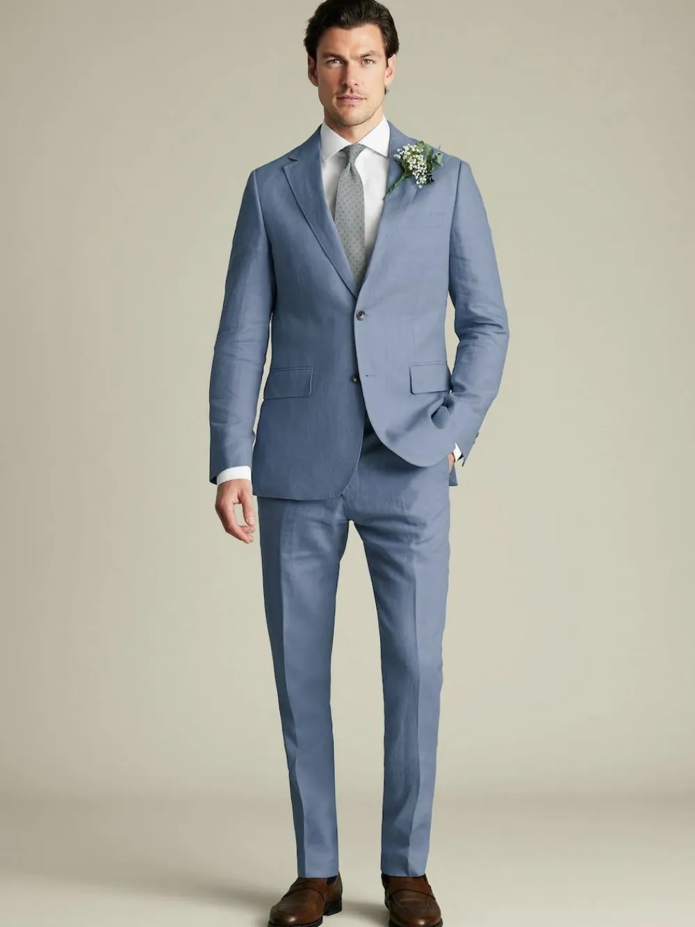 Charles Tyrwhitt Blue Slim Fit Slim Fit 100% Linen Jacket^ Blue Suits|Suits & Tuxedos