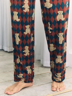 Chelsea Peers Blue Argyle Bear Print Pyjama Bottoms^ Pyjamas
