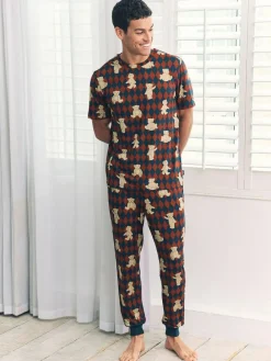 Chelsea Peers Blue Argyle Bear Print Long Pyjamas Set^ Pyjamas