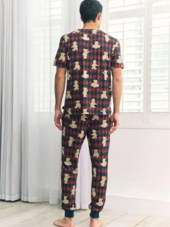 Chelsea Peers Blue Argyle Bear Print Long Pyjamas Set^ Pyjamas