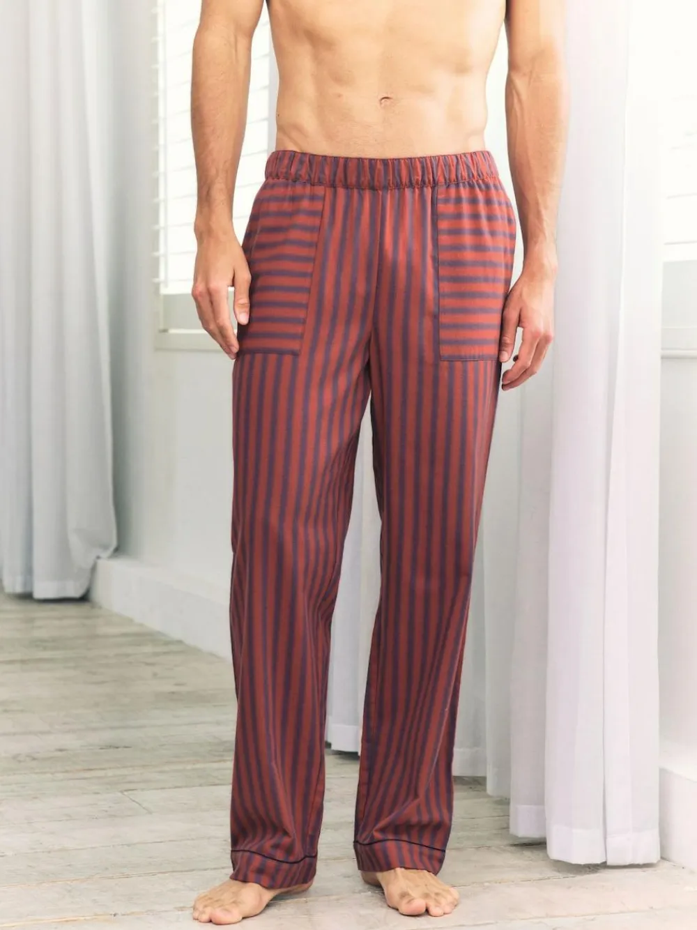 Chelsea Peers Blue Blurred Stripe Long Pyjama Bottoms^ Pyjamas