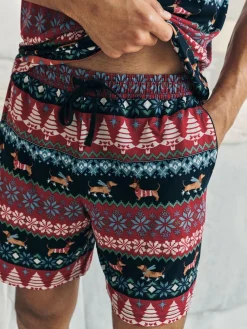 Chelsea Peers Blue Christmas Dog Fairisle Print Short Pyjamas Set^ Pyjamas