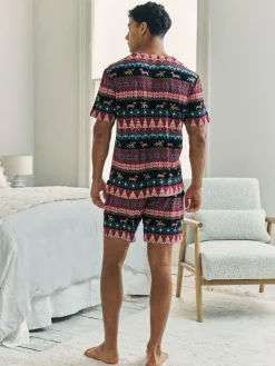 Chelsea Peers Blue Christmas Dog Fairisle Print Short Pyjamas Set^ Pyjamas