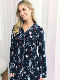 Chelsea Peers Blue Cotton Mystic Moon Print Long Pyjamas Set^Women All Night & Lounge|Pyjamas