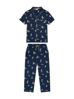 New Chelsea Peers Blue Country Hound Dog Print Long Pyjamas Set