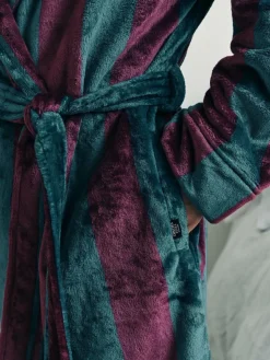 Outlet Chelsea Peers Blue Fleece Stripe Hooded Dressing Gown