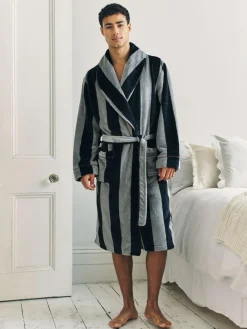 Best Chelsea Peers Blue Fleece Stripe Dressing Gown