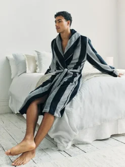 Best Chelsea Peers Blue Fleece Stripe Dressing Gown