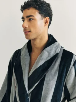 Best Chelsea Peers Blue Fleece Stripe Dressing Gown